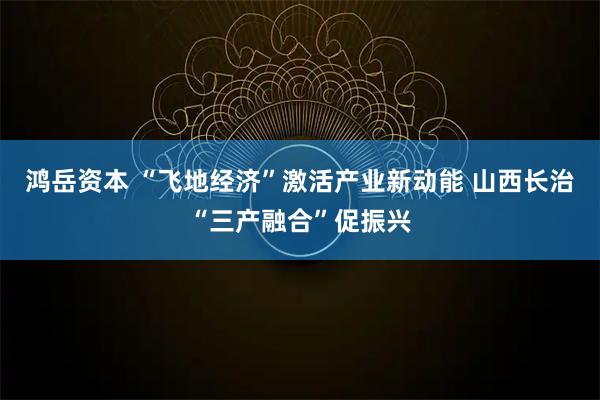 鸿岳资本 “飞地经济”激活产业新动能 山西长治“三产融合”促振兴